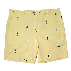 VTG Mens Golf Shorts Yellow Embroidered Clubs Golfer Wedgewood By Asher Waist 40